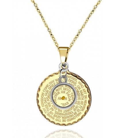 Christian Lord Prayer Necklace Bible Verse God Grant Me Mustard Seed Pendant Stainless Steel Gold $7.64 Necklaces