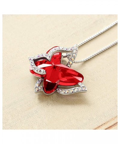 Butterfly Crystal Necklace for Women Heart Birthstone Pendant Sparkly Anniversary Crystal Necklace Gift for Mother 01-G $3.56...