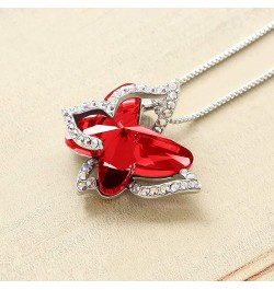 Butterfly Crystal Necklace for Women Heart Birthstone Pendant Sparkly Anniversary Crystal Necklace Gift for Mother 01-G $3.56...