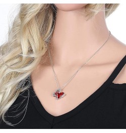 Butterfly Crystal Necklace for Women Heart Birthstone Pendant Sparkly Anniversary Crystal Necklace Gift for Mother 01-G $3.56...