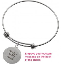 Personalized Photo Text Engrave Custom Message Picture Dangle Charm Adjustable Wire Bangle Bracelet Family Friend Inspiration...