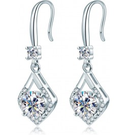 Moissanite Dangle Drop Earrings for women, 925 Sterling Silver Hook Earrings White Gold D-E Color VVS1 Moissanite Diamond Ear...