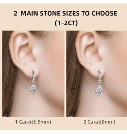 Moissanite Dangle Drop Earrings for women, 925 Sterling Silver Hook Earrings White Gold D-E Color VVS1 Moissanite Diamond Ear...