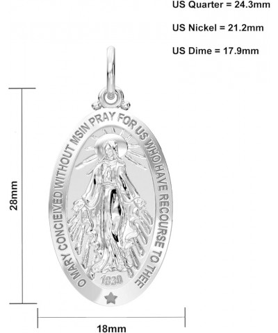 Ladies Polished 925 Sterling Silver 28mm Large Virgin Mary Pendant Necklace, 18in to 24in 24in, 3.2mm Rope Chain $30.14 Neckl...