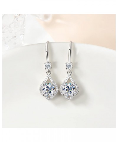 Moissanite Dangle Drop Earrings for women, 925 Sterling Silver Hook Earrings White Gold D-E Color VVS1 Moissanite Diamond Ear...