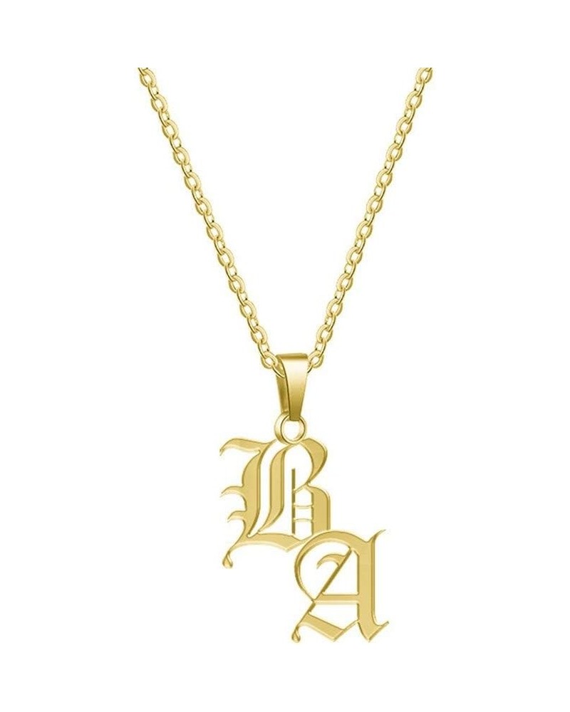 Personalized 925 Sterling Silver 2 Initials Old English Necklace For Women,Men Gold Plated Sterling Silver $17.57 Necklaces