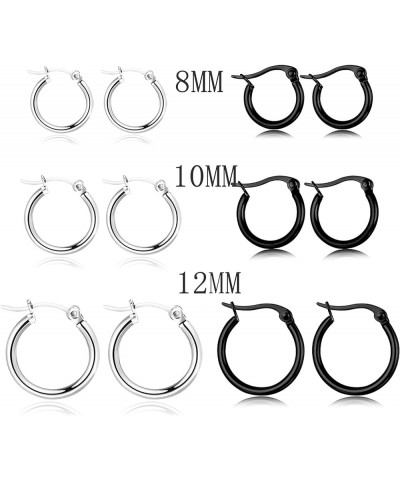 10 Pairs Silver Hoop Earrings Set for Women Surgical Steel Hoop Earrings Lightweight Hypoallergenic Tiny Small Hoops For Girl...