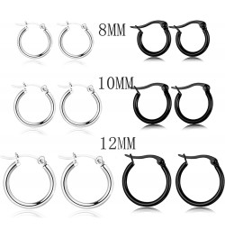 10 Pairs Silver Hoop Earrings Set for Women Surgical Steel Hoop Earrings Lightweight Hypoallergenic Tiny Small Hoops For Girl...