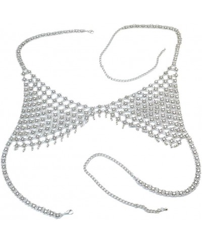 Hollow Chain Necklace Bikini Bra Accessories Beach Party Body Jewelry for Women Ladies Decoration Silver $12.83 Body Jewelry