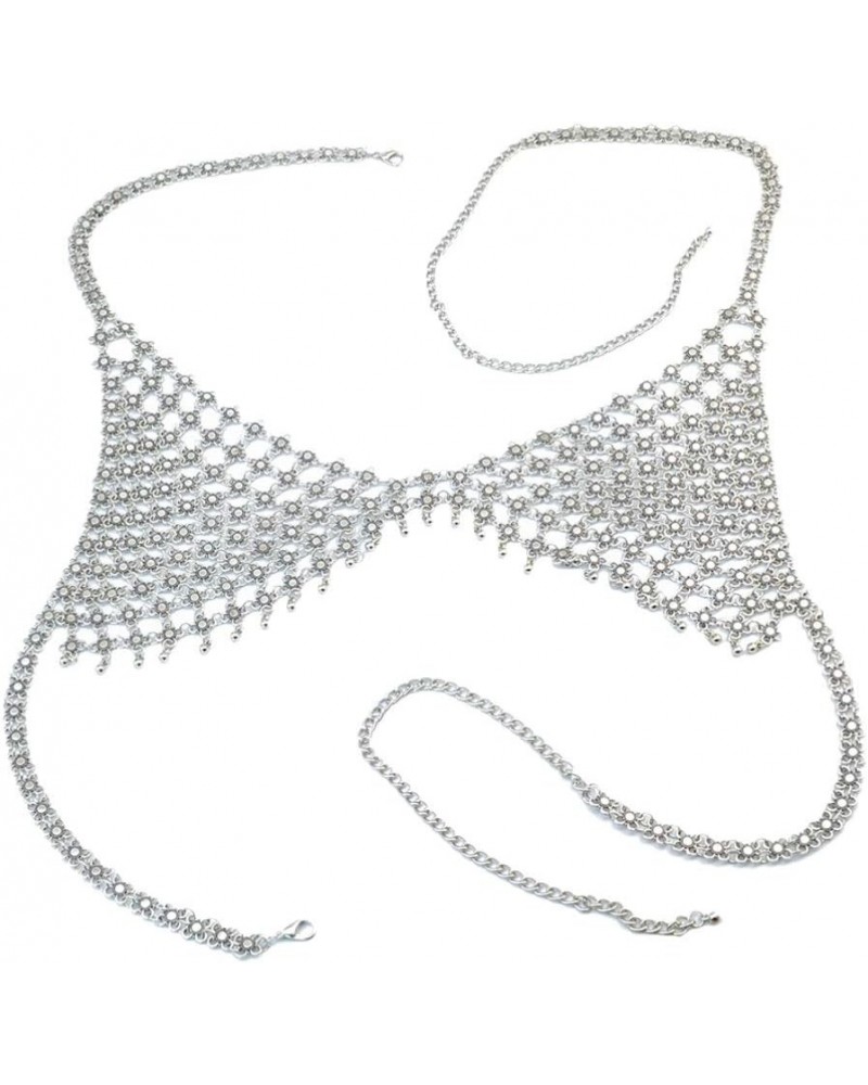 Hollow Chain Necklace Bikini Bra Accessories Beach Party Body Jewelry for Women Ladies Decoration Silver $12.83 Body Jewelry