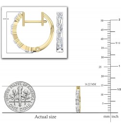 0.45 Carat (ctw) 10K Gold Round & Baguette White Diamond Ladies Huggies Hoop Earrings 1/2 CT Yellow Gold $202.72 Earrings