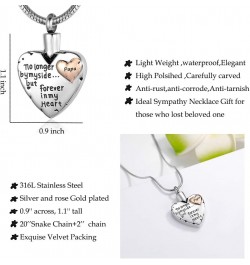 Cremation Jewelry for Ashes -No Longer By My Side Forever in My Heart Urn Pendant Necklace for Ashes Grandma Grandpa Mom Dad ...