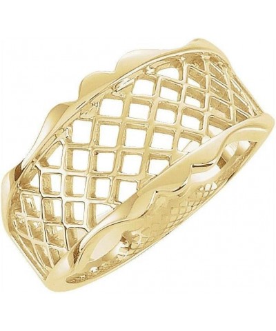 Lattice Design Ring Band (Width - 11mm) 10k Yellow Gold $205.54 Rings