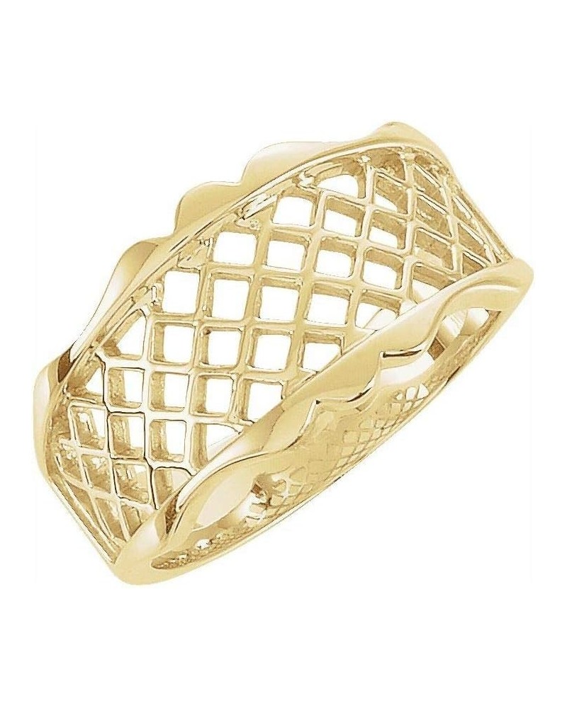 Lattice Design Ring Band (Width - 11mm) 10k Yellow Gold $205.54 Rings