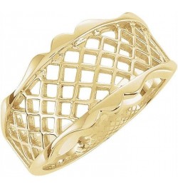 Lattice Design Ring Band (Width - 11mm) 10k Yellow Gold $205.54 Rings