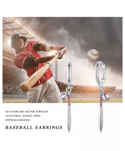 Baseball Earrings for Women 925 Sterling Silver Baseball Dangle Drop Earrings Sports Softball Earrings Baseball Jewelry Gifts...