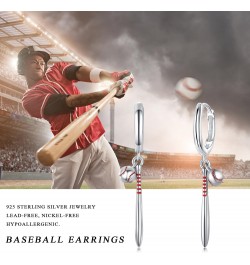 Baseball Earrings for Women 925 Sterling Silver Baseball Dangle Drop Earrings Sports Softball Earrings Baseball Jewelry Gifts...