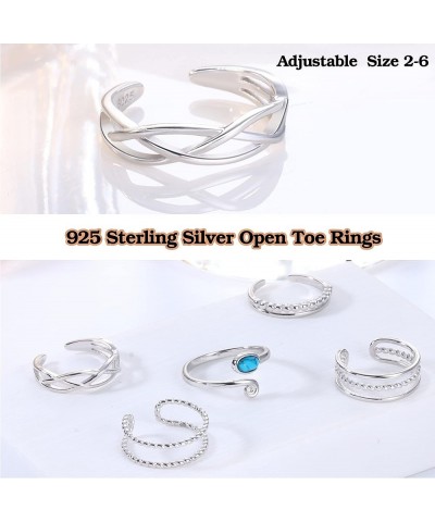 925 Sterling Silver Toe Rings for Women Adjustable Wrap Open Cuff Ring Hypoallergenic Turquoise Celtic Knot Vintage Band Ring...