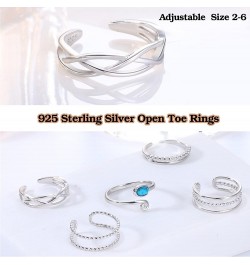 925 Sterling Silver Toe Rings for Women Adjustable Wrap Open Cuff Ring Hypoallergenic Turquoise Celtic Knot Vintage Band Ring...