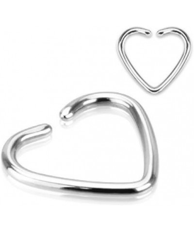 16GA Titanium Plated 316L Stainless Steel Single Closure Heart Daith Cartilage Ring Silver Tone $8.39 Body Jewelry