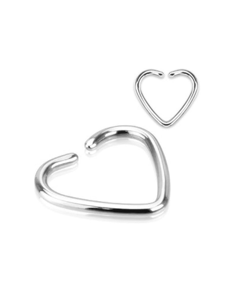 16GA Titanium Plated 316L Stainless Steel Single Closure Heart Daith Cartilage Ring Silver Tone $8.39 Body Jewelry