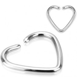 16GA Titanium Plated 316L Stainless Steel Single Closure Heart Daith Cartilage Ring Silver Tone $8.39 Body Jewelry