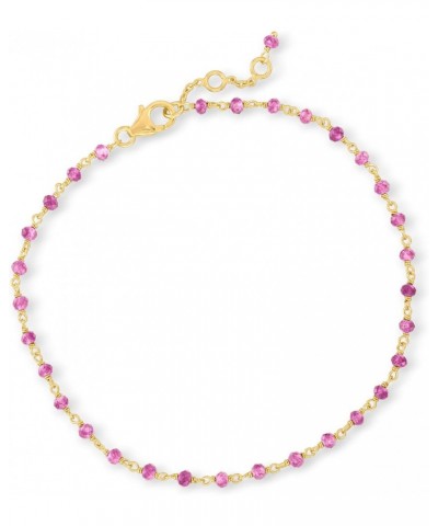 5.50 ct. t.w. Pink Tourmaline Bead Anklet in 18kt Gold Over Sterling. 9 inches $22.70 Anklets