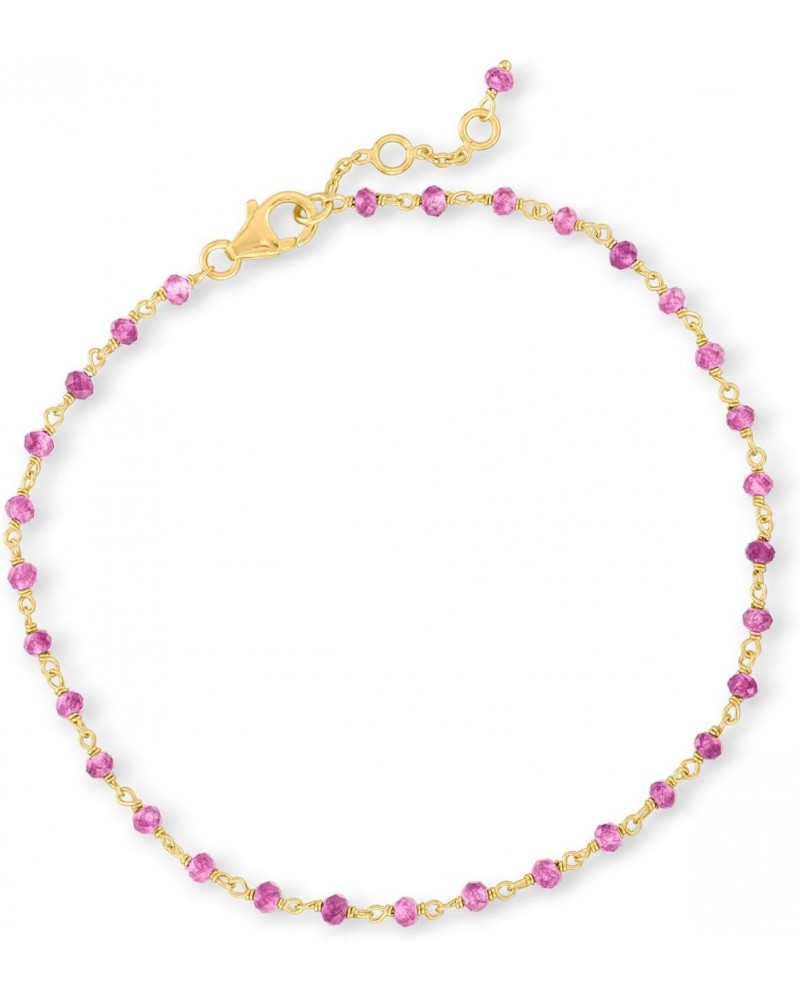 5.50 ct. t.w. Pink Tourmaline Bead Anklet in 18kt Gold Over Sterling. 9 inches $22.70 Anklets