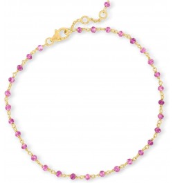 5.50 ct. t.w. Pink Tourmaline Bead Anklet in 18kt Gold Over Sterling. 9 inches $22.70 Anklets