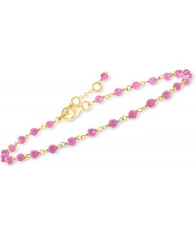 5.50 ct. t.w. Pink Tourmaline Bead Anklet in 18kt Gold Over Sterling. 9 inches $22.70 Anklets