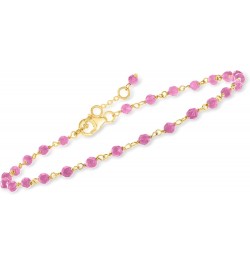 5.50 ct. t.w. Pink Tourmaline Bead Anklet in 18kt Gold Over Sterling. 9 inches $22.70 Anklets