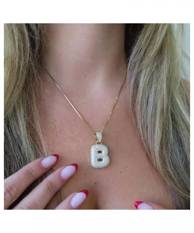 Bubble Letter Necklace Gold for Women Balloon Letter Necklace Balloon Alphabet Pendant Necklaces Cubic Zirconia Initial Neckl...