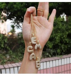 Bubble Letter Necklace Gold for Women Balloon Letter Necklace Balloon Alphabet Pendant Necklaces Cubic Zirconia Initial Neckl...