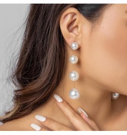 Pearl Drop Earrings for Women Trendy Long Tassel Pearl Earrings Dangle Dainty Bridal Earrings for Wedding Pearl Prom Earrings...