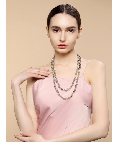 Fashion Natural Round Beads 60'' Long Strand Art Deco Necklace for Women Men Scallop $11.54 Necklaces