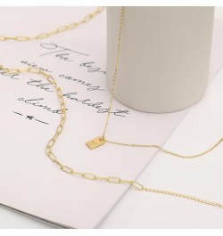 Layered Initial Necklaces for Women, 14K Gold Plated Layering Paperclip Chain Dainty Letter A-Z Name Tag Pendant Choker Neckl...