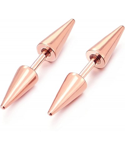 Pair Double Spike Stud Earrings in Stainless Steel for Men and Women K-Metal Color: Rose Gold $7.64 Earrings