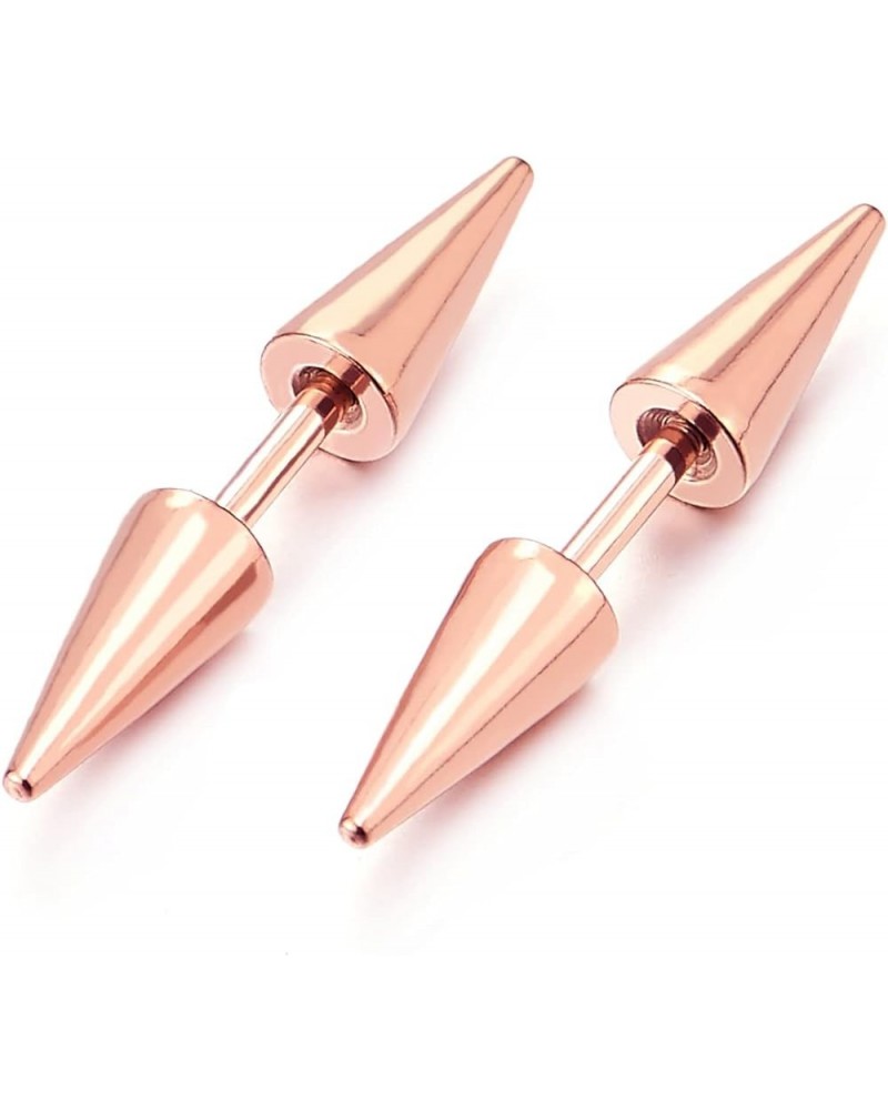 Pair Double Spike Stud Earrings in Stainless Steel for Men and Women K-Metal Color: Rose Gold $7.64 Earrings