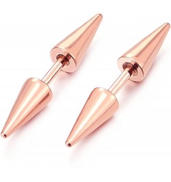 Pair Double Spike Stud Earrings in Stainless Steel for Men and Women K-Metal Color: Rose Gold $7.64 Earrings