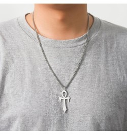 Ankh Cross Necklace for Men Women Stainless Steel Coptic Religious Pendant Necklace Dainty Cross Faith Pendant Necklace Hiero...