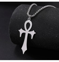 Ankh Cross Necklace for Men Women Stainless Steel Coptic Religious Pendant Necklace Dainty Cross Faith Pendant Necklace Hiero...