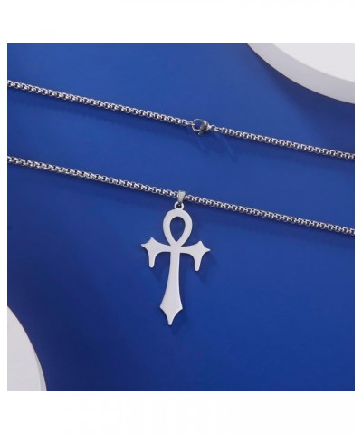 Ankh Cross Necklace for Men Women Stainless Steel Coptic Religious Pendant Necklace Dainty Cross Faith Pendant Necklace Hiero...