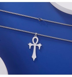 Ankh Cross Necklace for Men Women Stainless Steel Coptic Religious Pendant Necklace Dainty Cross Faith Pendant Necklace Hiero...