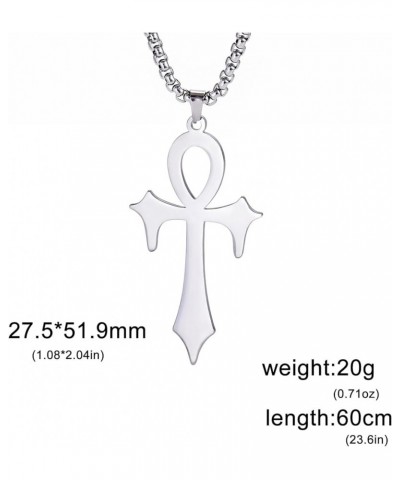 Ankh Cross Necklace for Men Women Stainless Steel Coptic Religious Pendant Necklace Dainty Cross Faith Pendant Necklace Hiero...