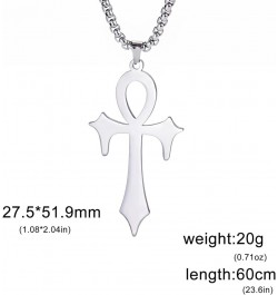 Ankh Cross Necklace for Men Women Stainless Steel Coptic Religious Pendant Necklace Dainty Cross Faith Pendant Necklace Hiero...