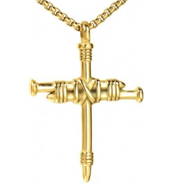 Men's Stainless Steel Nail Cross Charm Pendant Necklace, Multicolor Gold $9.42 Necklaces