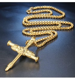 Men's Stainless Steel Nail Cross Charm Pendant Necklace, Multicolor Gold $9.42 Necklaces