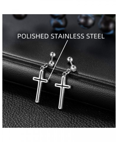 Men's Womens Hollow Cross Dangle Earrings, Stainless Steel Cross Stud Hinged Earrings(3Pairs) $8.84 Earrings