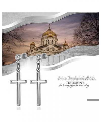 Men's Womens Hollow Cross Dangle Earrings, Stainless Steel Cross Stud Hinged Earrings(3Pairs) $8.84 Earrings