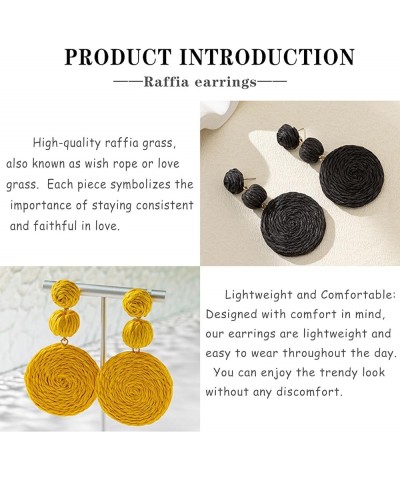 Raffia Earrings for Women,Light and Stylish With Personality,Stand for Unwavering Love Earrings is the Gift Yellow $4.62 Earr...